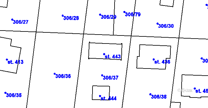 Parcela st. 443 v KÚ Tuchoměřice, Katastrální mapa
