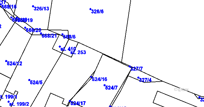 Parcela st. 327/8 v KÚ Tuchoměřice, Katastrální mapa
