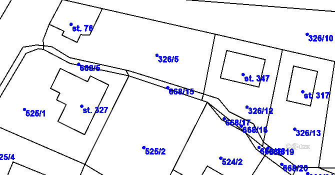 Parcela st. 668/15 v KÚ Tuchoměřice, Katastrální mapa