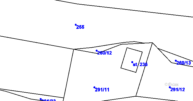 Parcela st. 260/12 v KÚ Tuchoměřice, Katastrální mapa