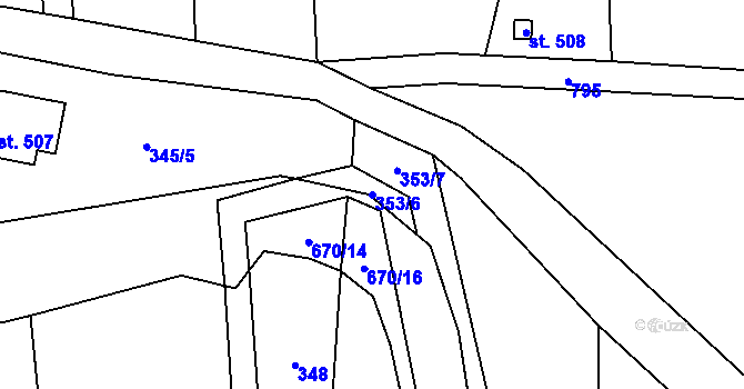 Parcela st. 353/6 v KÚ Tuchoměřice, Katastrální mapa