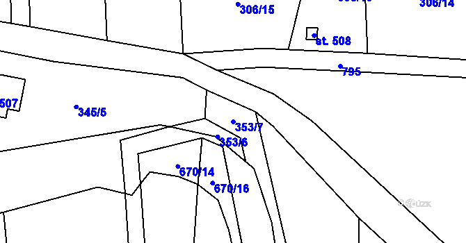 Parcela st. 353/7 v KÚ Tuchoměřice, Katastrální mapa
