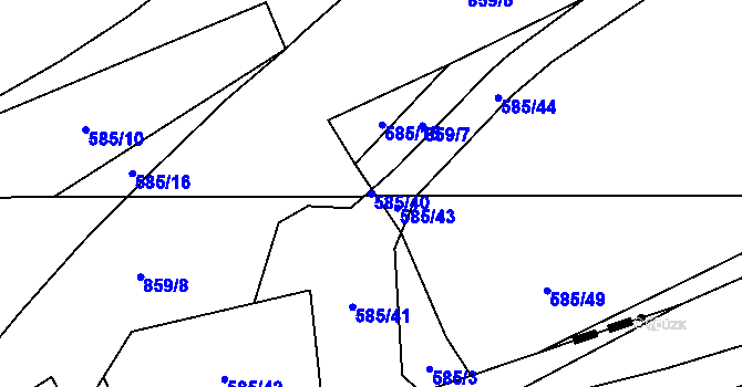 Parcela st. 585/40 v KÚ Tuchoměřice, Katastrální mapa