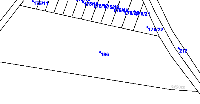 Parcela st. 196 v KÚ Tuchoměřice, Katastrální mapa
