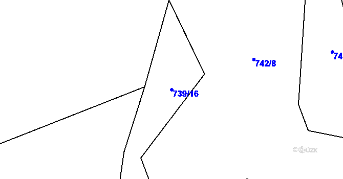 Parcela st. 739/16 v KÚ Tuchoměřice, Katastrální mapa