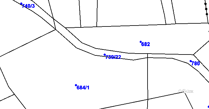 Parcela st. 739/22 v KÚ Tuchoměřice, Katastrální mapa