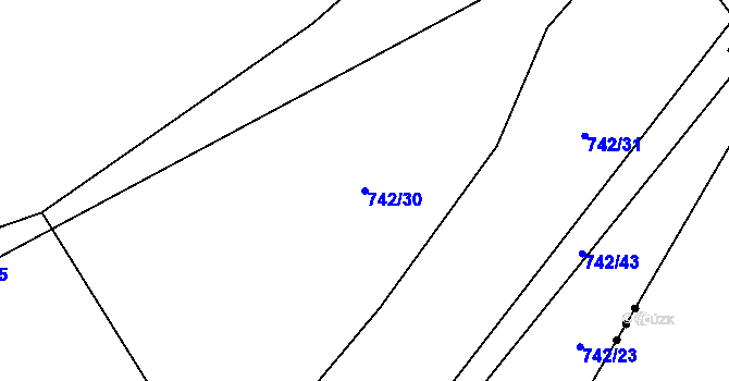 Parcela st. 742/30 v KÚ Tuchoměřice, Katastrální mapa
