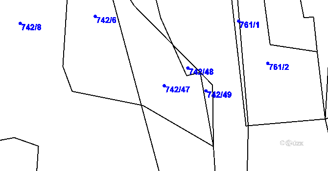 Parcela st. 742/47 v KÚ Tuchoměřice, Katastrální mapa