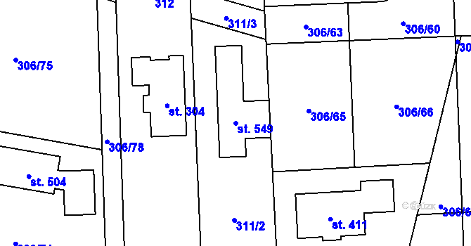 Parcela st. 549 v KÚ Tuchoměřice, Katastrální mapa