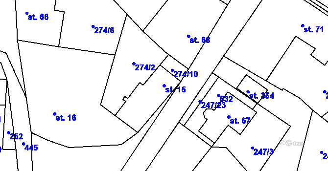 Parcela st. 15 v KÚ Kněžívka, Katastrální mapa