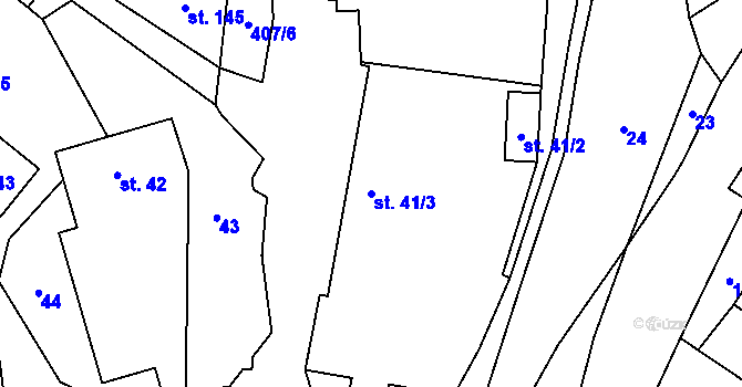Parcela st. 41/3 v KÚ Kněžívka, Katastrální mapa