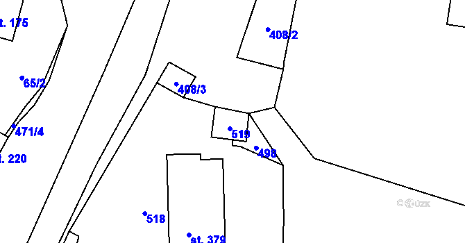 Parcela st. 54/2 v KÚ Kněžívka, Katastrální mapa