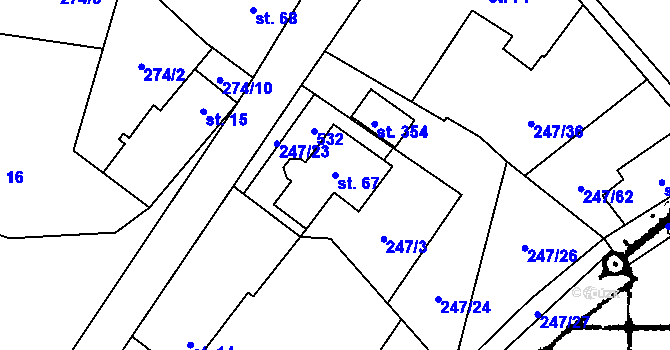 Parcela st. 67 v KÚ Kněžívka, Katastrální mapa
