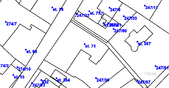 Parcela st. 71 v KÚ Kněžívka, Katastrální mapa