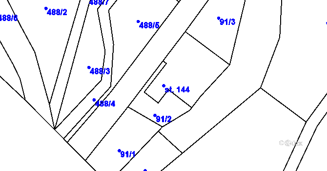 Parcela st. 144 v KÚ Kněžívka, Katastrální mapa