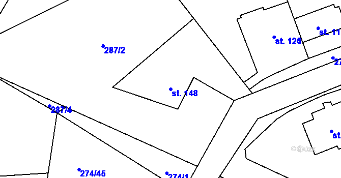 Parcela st. 148 v KÚ Kněžívka, Katastrální mapa
