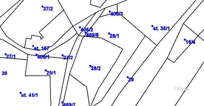 Parcela st. 28 v KÚ Kněžívka, Katastrální mapa