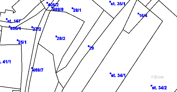 Parcela st. 29 v KÚ Kněžívka, Katastrální mapa