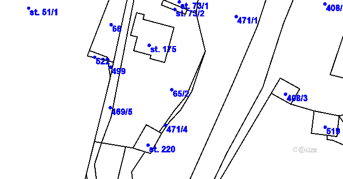 Parcela st. 65/2 v KÚ Kněžívka, Katastrální mapa