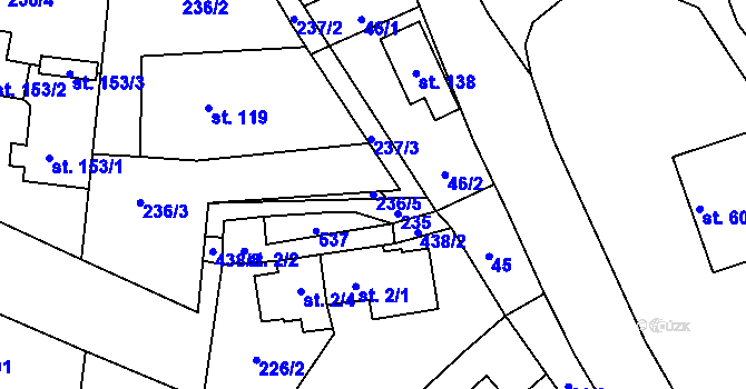 Parcela st. 236/5 v KÚ Kněžívka, Katastrální mapa