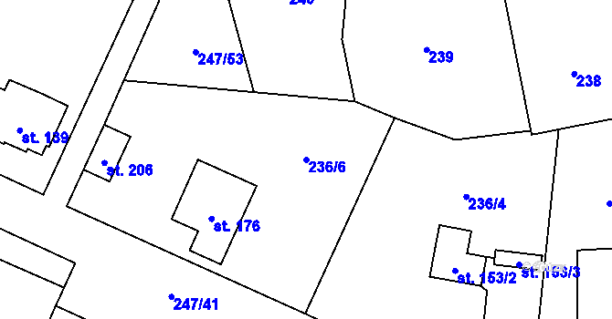 Parcela st. 236/6 v KÚ Kněžívka, Katastrální mapa