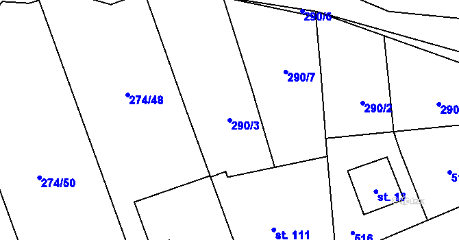 Parcela st. 290/3 v KÚ Kněžívka, Katastrální mapa