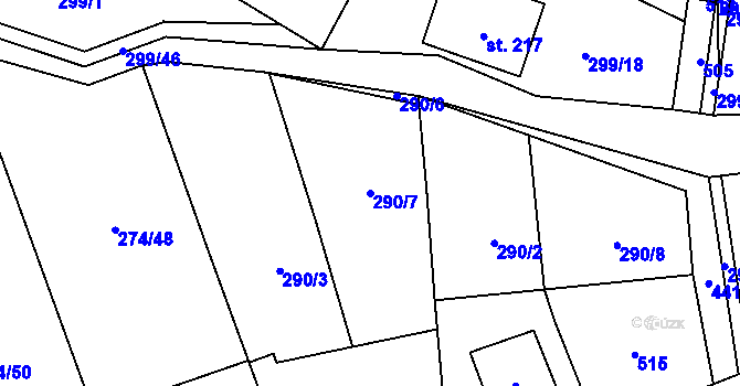 Parcela st. 290/7 v KÚ Kněžívka, Katastrální mapa