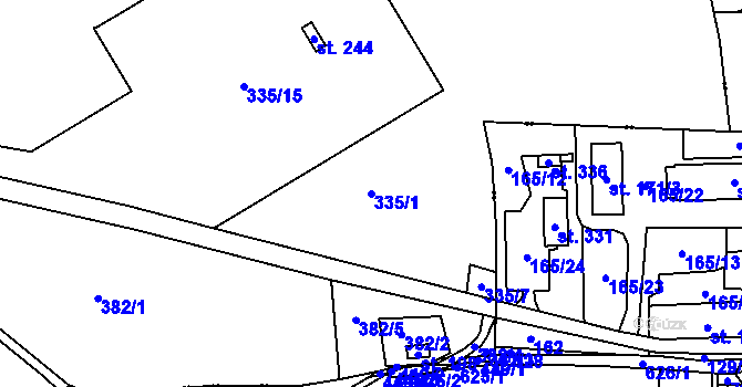 Parcela st. 335/1 v KÚ Kněžívka, Katastrální mapa