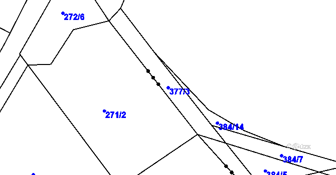 Parcela st. 377/3 v KÚ Kněžívka, Katastrální mapa