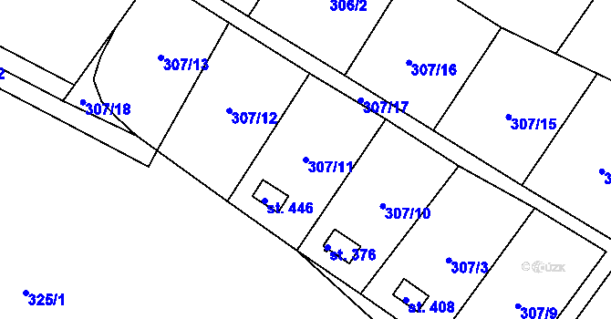Parcela st. 307/11 v KÚ Kněžívka, Katastrální mapa