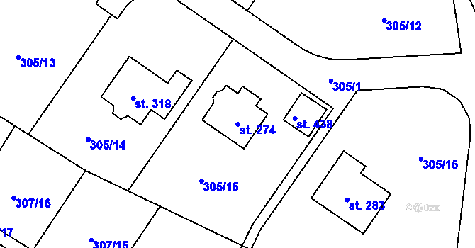 Parcela st. 274 v KÚ Kněžívka, Katastrální mapa