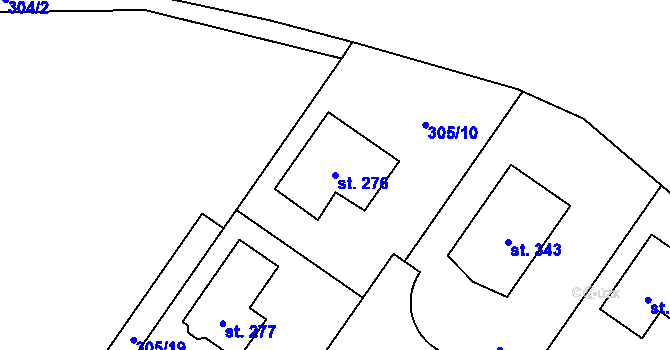 Parcela st. 276 v KÚ Kněžívka, Katastrální mapa