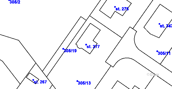 Parcela st. 277 v KÚ Kněžívka, Katastrální mapa
