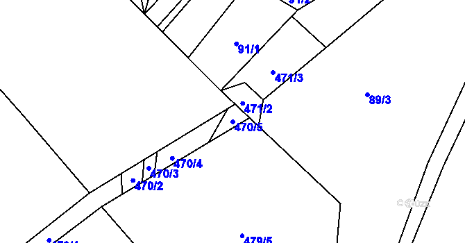 Parcela st. 470/5 v KÚ Kněžívka, Katastrální mapa