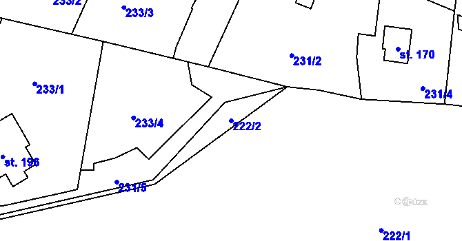 Parcela st. 222/2 v KÚ Kněžívka, Katastrální mapa
