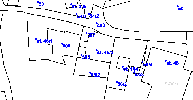 Parcela st. 46/2 v KÚ Kněžívka, Katastrální mapa