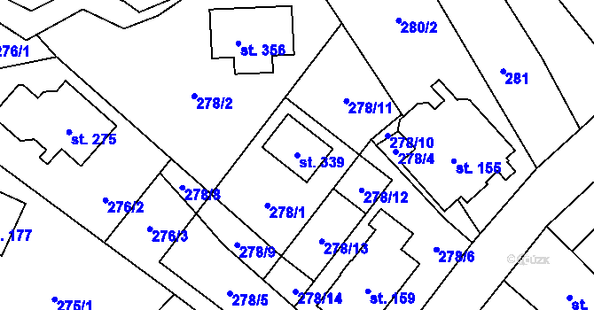 Parcela st. 339 v KÚ Kněžívka, Katastrální mapa