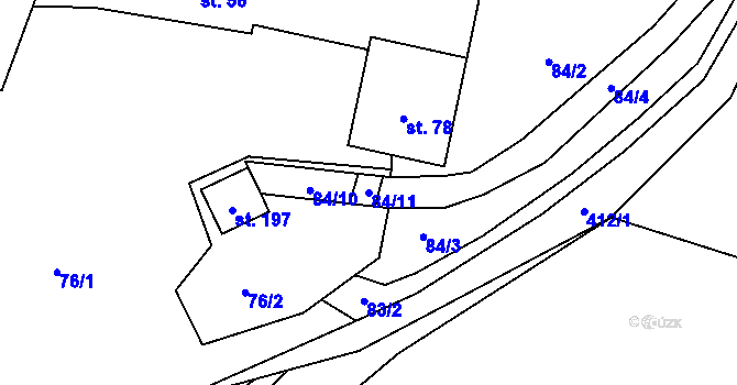Parcela st. 84/11 v KÚ Kněžívka, Katastrální mapa