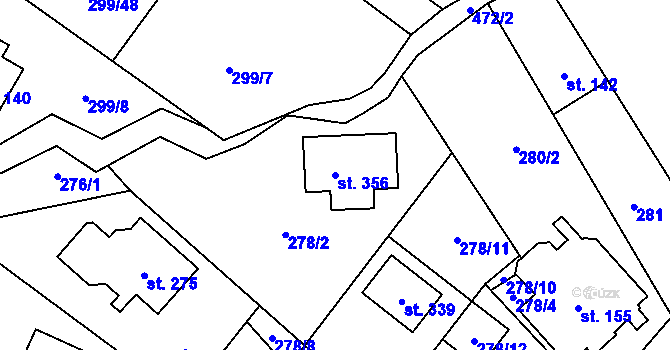 Parcela st. 356 v KÚ Kněžívka, Katastrální mapa