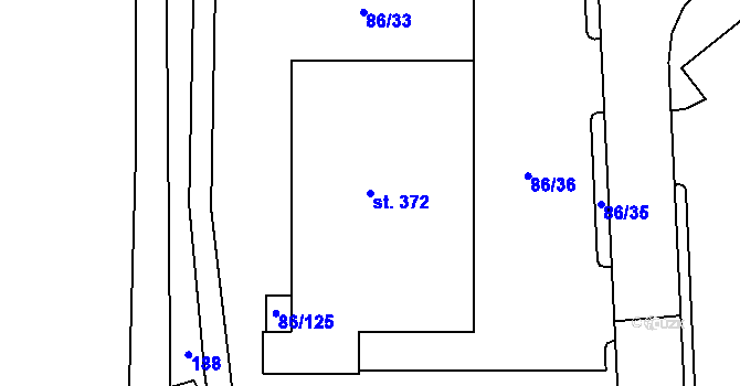 Parcela st. 372 v KÚ Kněžívka, Katastrální mapa
