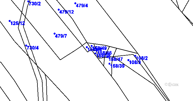 Parcela st. 158/46 v KÚ Kněžívka, Katastrální mapa