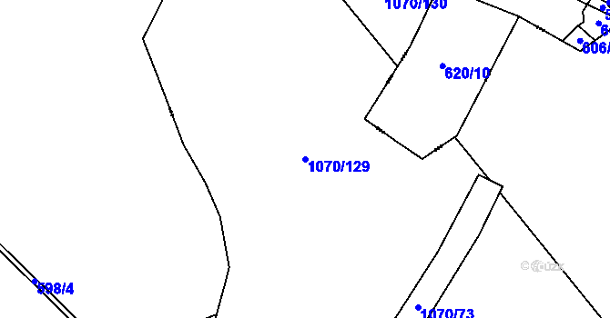Parcela st. 1070/129 v KÚ Tuchomyšl, Katastrální mapa