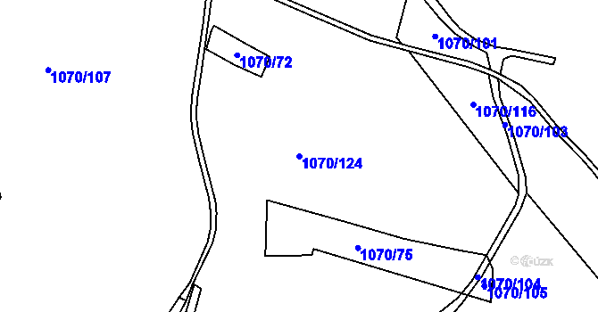 Parcela st. 1070/124 v KÚ Tuchomyšl, Katastrální mapa