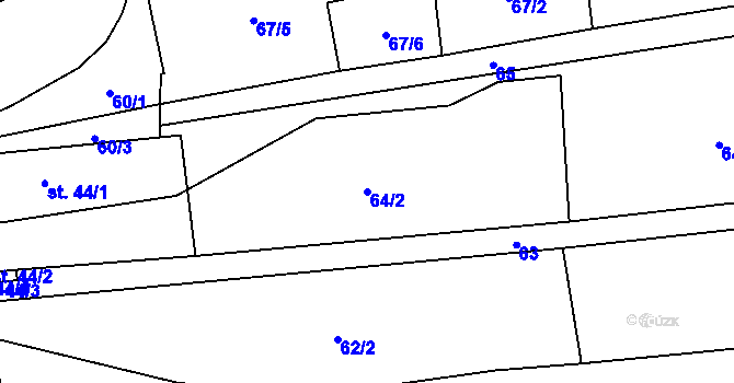 Parcela st. 64/2 v KÚ Přehvozdí, Katastrální mapa