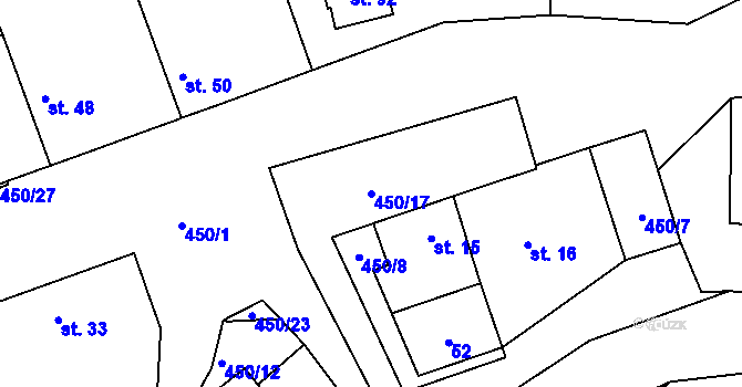 Parcela st. 450/17 v KÚ Přehvozdí, Katastrální mapa
