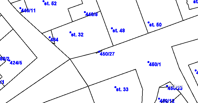 Parcela st. 450/27 v KÚ Přehvozdí, Katastrální mapa