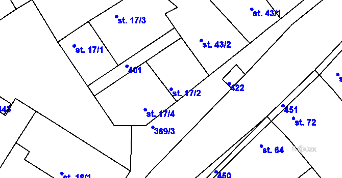 Parcela st. 17/2 v KÚ Tuchoraz, Katastrální mapa