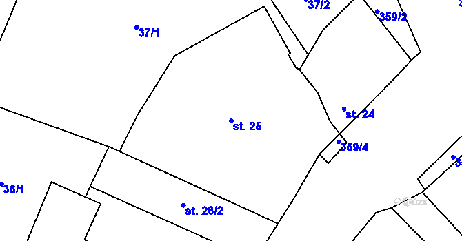 Parcela st. 25 v KÚ Tuchoraz, Katastrální mapa