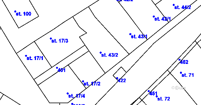 Parcela st. 43/2 v KÚ Tuchoraz, Katastrální mapa