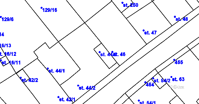 Parcela st. 44/3 v KÚ Tuchoraz, Katastrální mapa